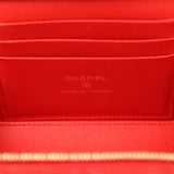 Chanel Small Classic Top Handle Vanity Case Red Lambskin Light Gold Hardware - Thumbnail View 10