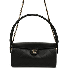 Chanel Barrel Clutch Bag with Chain Black Lambskin Gold Hardware