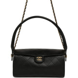 Chanel Barrel Clutch Bag with Chain Black Lambskin Gold Hardware - Thumbnail View 1