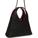 Chanel Small Chic Lady Shopping Bag Black, Burgundy Calfskin Gold Hardware - Thumbnail View 2
