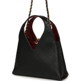 Chanel Small Chic Lady Shopping Bag Black, Burgundy Calfskin Gold Hardware - Thumbnail View 5