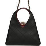 Chanel Small Chic Lady Shopping Bag Black, Burgundy Calfskin Gold Hardware - Thumbnail View 4