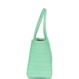 Chanel Small Cerf Shopping Bag Teal Croc Embossed Calfskin Gold Hardware - Thumbnail View 3
