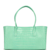 Chanel Small Cerf Shopping Bag Teal Croc Embossed Calfskin Gold Hardware - Thumbnail View 4