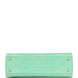 Chanel Small Cerf Shopping Bag Teal Croc Embossed Calfskin Gold Hardware - Thumbnail View 6
