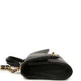Chanel Long Top Handle Clutch with Chain Black Lizard Embossed Calfskin Gold Hardware - Thumbnail View 4