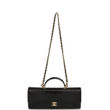 Chanel Long Top Handle Clutch with Chain Black Lizard Embossed Calfskin Gold Hardware - Thumbnail View 7