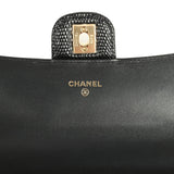 Chanel Long Top Handle Clutch with Chain Black Lizard Embossed Calfskin Gold Hardware - Thumbnail View 9