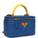 Chanel "Superman" Small Classic Top Handle Vanity Case Blue, Yellow, Red Lambskin Light Gold Hardware - Thumbnail View 2