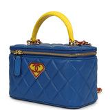 Chanel "Superman" Small Classic Top Handle Vanity Case Blue, Yellow, Red Lambskin Light Gold Hardware - Thumbnail View 5