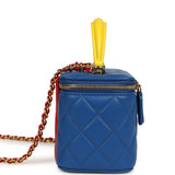 Chanel "Superman" Small Classic Top Handle Vanity Case Blue, Yellow, Red Lambskin Light Gold Hardware - Thumbnail View 3