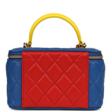 Chanel "Superman" Small Classic Top Handle Vanity Case Blue, Yellow, Red Lambskin Light Gold Hardware - Thumbnail View 4