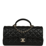 Chanel Classic Top Handle Long Flap Bag Black Lambskin Light Gold Hardware - Thumbnail View 1