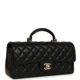 Chanel Classic Top Handle Long Flap Bag Black Lambskin Light Gold Hardware - Thumbnail View 2