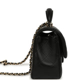 Chanel Classic Top Handle Long Flap Bag Black Lambskin Light Gold Hardware - Thumbnail View 3