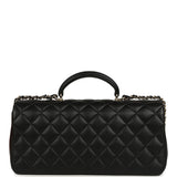 Chanel Classic Top Handle Long Flap Bag Black Lambskin Light Gold Hardware - Thumbnail View 4