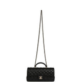 Chanel Classic Top Handle Long Flap Bag Black Lambskin Light Gold Hardware - Thumbnail View 7