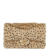 Chanel "Cheetah Print" Medium Flap Bag Light Beige Calf Hair and Black Lambskin Gold Hardware - Thumbnail View 1