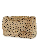 Chanel "Cheetah Print" Medium Flap Bag Light Beige Calf Hair and Black Lambskin Gold Hardware - Thumbnail View 5