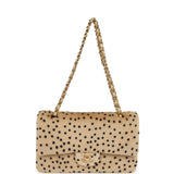 Chanel "Cheetah Print" Medium Flap Bag Light Beige Calf Hair and Black Lambskin Gold Hardware - Thumbnail View 7