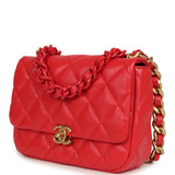 Chanel Small Flap Bag Red Lambskin Red Enamel Antique Gold Hardware - Thumbnail View 5