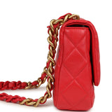 Chanel Small Flap Bag Red Lambskin Red Enamel Antique Gold Hardware - Thumbnail View 3