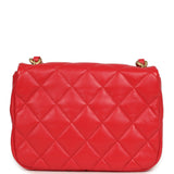 Chanel Small Flap Bag Red Lambskin Red Enamel Antique Gold Hardware - Thumbnail View 4