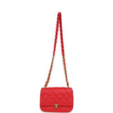 Chanel Small Flap Bag Red Lambskin Red Enamel Antique Gold Hardware - Thumbnail View 7