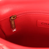 Chanel Small Flap Bag Red Lambskin Red Enamel Antique Gold Hardware - Thumbnail View 10