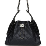 Chanel Small 25 Hobo Bag Dark Blue Metallic Caviar Silver Hardware - Thumbnail View 1