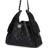 Chanel Small 25 Hobo Bag Dark Blue Metallic Caviar Silver Hardware - Thumbnail View 5