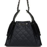 Chanel Small 25 Hobo Bag Dark Blue Metallic Caviar Silver Hardware - Thumbnail View 4