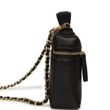 Chanel "Supple" Top Handle Long Vanity Case with Chain Black Grained Calfskin Gold Hardware - Thumbnail View 3