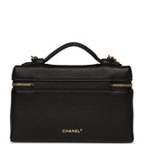 Chanel "Supple" Top Handle Long Vanity Case with Chain Black Grained Calfskin Gold Hardware - Thumbnail View 4