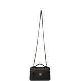 Chanel "Supple" Top Handle Long Vanity Case with Chain Black Grained Calfskin Gold Hardware - Thumbnail View 8