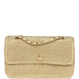 Chanel Small Coco Beach Flap Bag Light Gold Braided Raffia Gold Hardware - Thumbnail View 1