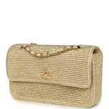 Chanel Small Coco Beach Flap Bag Light Gold Braided Raffia Gold Hardware - Thumbnail View 5