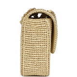 Chanel Small Coco Beach Flap Bag Light Gold Braided Raffia Gold Hardware - Thumbnail View 3
