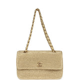 Chanel Small Coco Beach Flap Bag Light Gold Braided Raffia Gold Hardware - Thumbnail View 7
