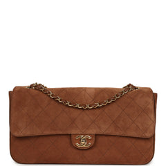 Chanel Maxi "Souplissimo" Small Flap Bag Camel Suede Gold Hardware