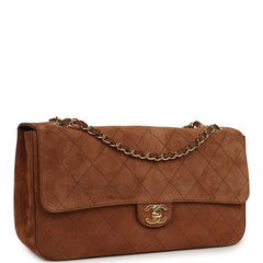 Chanel Maxi "Souplissimo" Small Flap Bag Camel Suede Gold Hardware