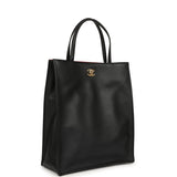 Chanel Small "Grocery Bag" with Chain Black Calfskin Gold Hardware - Thumbnail View 2