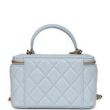 Chanel Small Classic Top Handle Vanity Case Light Blue Lambskin Light Gold Hardware - Thumbnail View 4