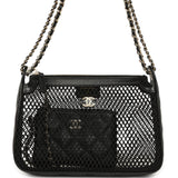 Chanel Clutch with Chain Black Mesh, Shiny Lambskin Gold Hardware - Thumbnail View 1