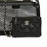Chanel Clutch with Chain Black Mesh, Shiny Lambskin Gold Hardware - Thumbnail View 7