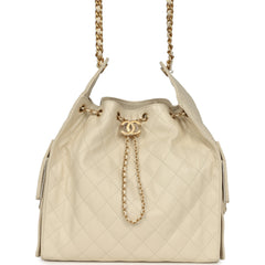Chanel Medium 25 Hobo Bag Light Beige Caviar Antique Gold Hardware