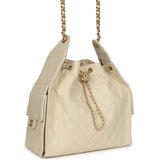 Chanel Medium 25 Hobo Bag Light Beige Caviar Antique Gold Hardware - Thumbnail View 2