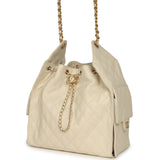 Chanel Medium 25 Hobo Bag Light Beige Caviar Antique Gold Hardware - Thumbnail View 5