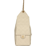 Chanel Medium 25 Hobo Bag Light Beige Caviar Antique Gold Hardware - Thumbnail View 3