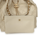 Chanel Medium 25 Hobo Bag Light Beige Caviar Antique Gold Hardware - Thumbnail View 8